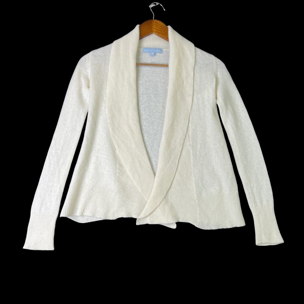 Antonio Melani Cream 100% Cashmere Cardigan Shawl Collar Open Front Sweater XS